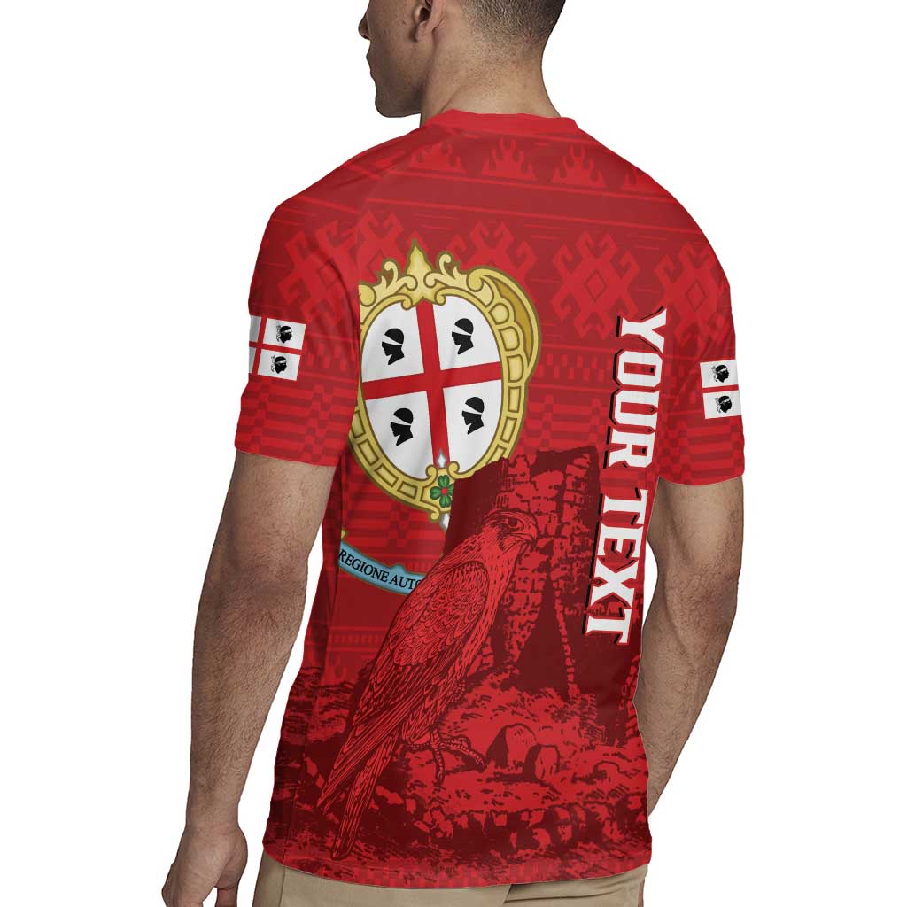 Personalised Sardinia Italy Rugby Jersey Sardegna Nuraghe With Falcon