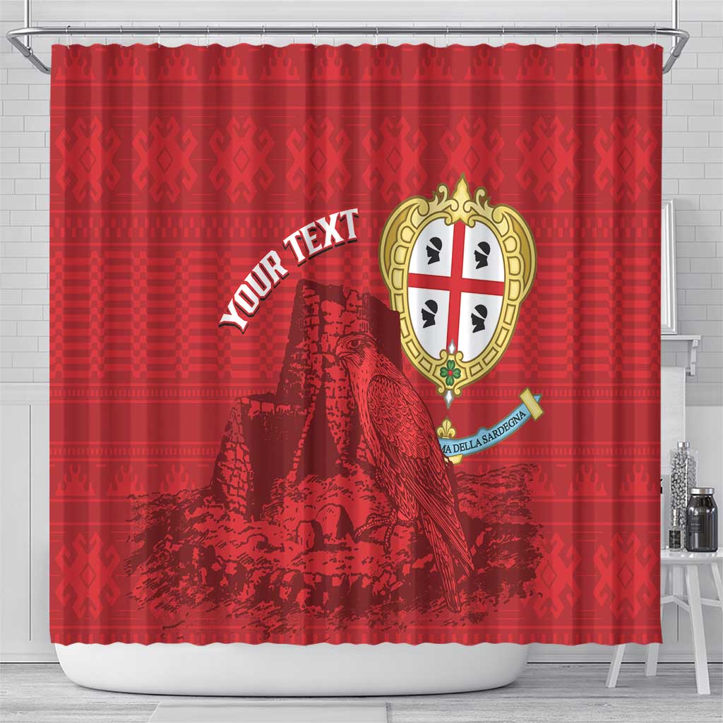 Personalised Sardinia Italy Shower Curtain Sardegna Nuraghe With Falcon