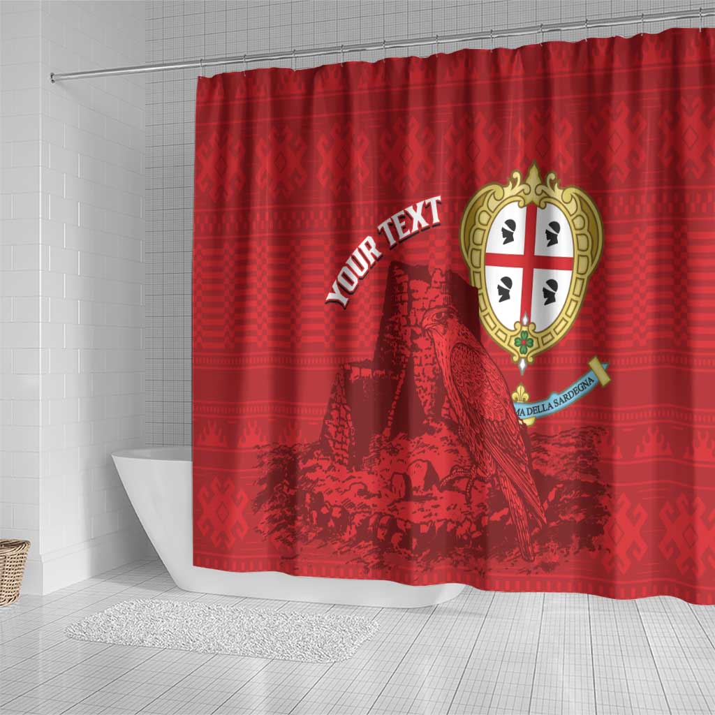 Personalised Sardinia Italy Shower Curtain Sardegna Nuraghe With Falcon