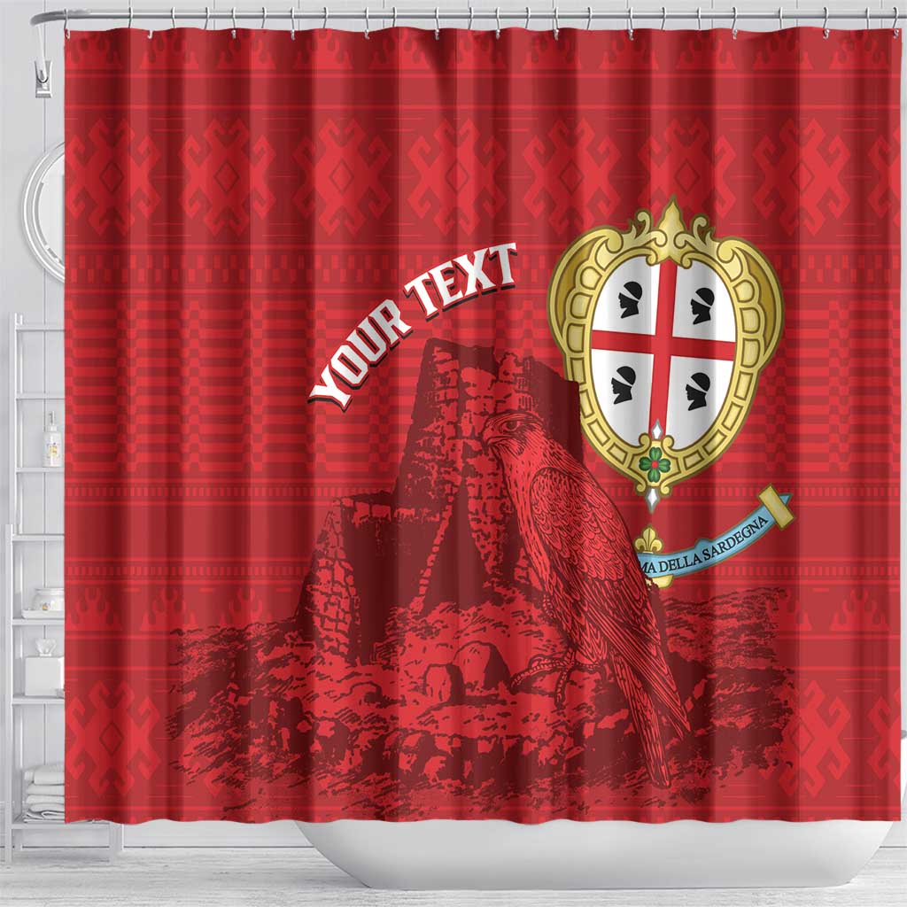 Personalised Sardinia Italy Shower Curtain Sardegna Nuraghe With Falcon