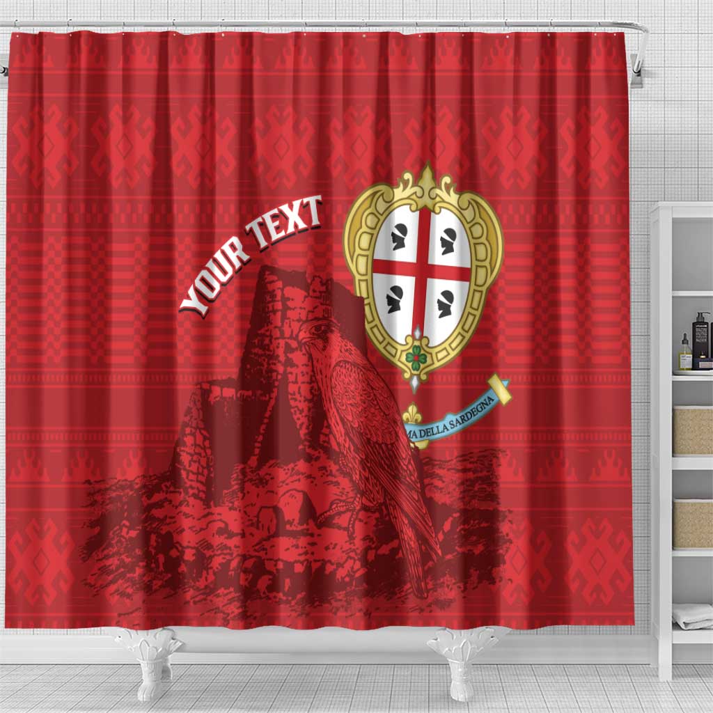 Personalised Sardinia Italy Shower Curtain Sardegna Nuraghe With Falcon