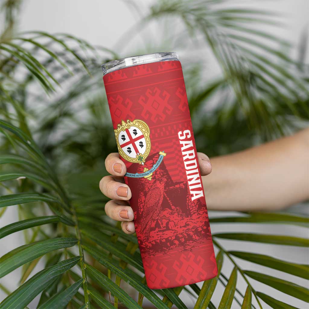 Personalised Sardinia Italy Skinny Tumbler Sardegna Nuraghe With Falcon