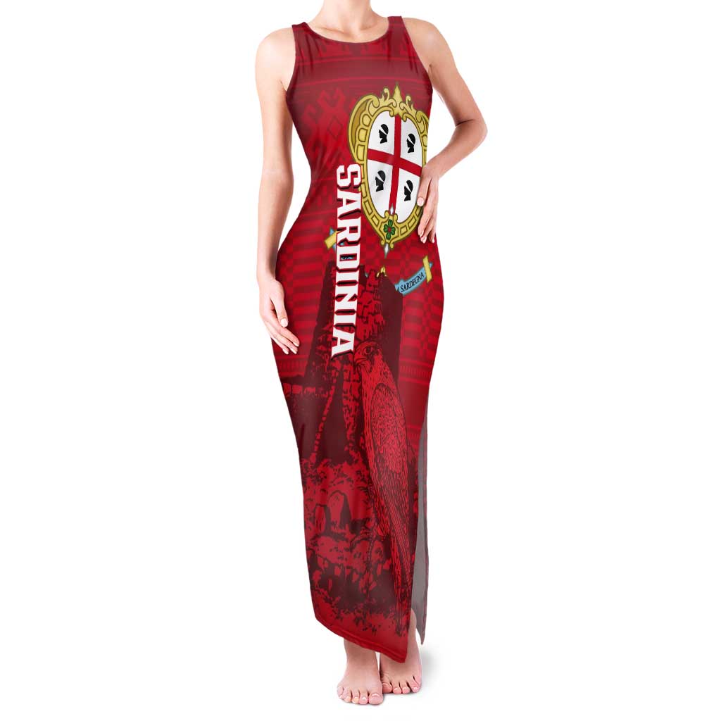Personalised Sardinia Italy Tank Maxi Dress Sardegna Nuraghe With Falcon