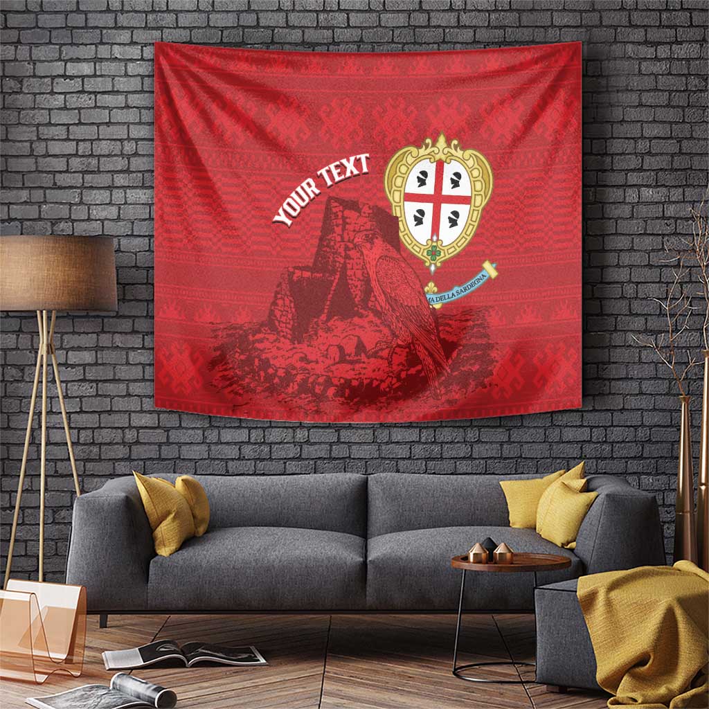 Personalised Sardinia Italy Tapestry Sardegna Nuraghe With Falcon