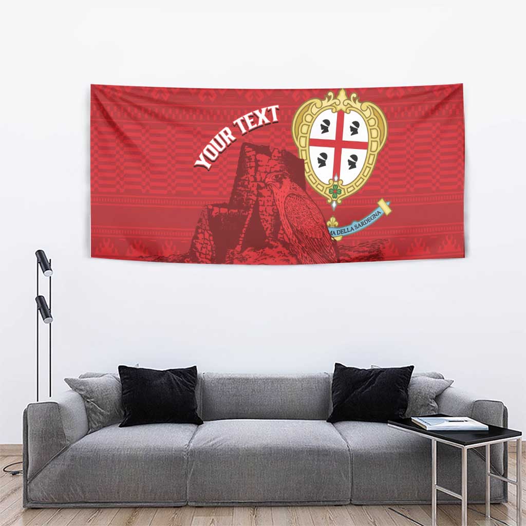 Personalised Sardinia Italy Tapestry Sardegna Nuraghe With Falcon