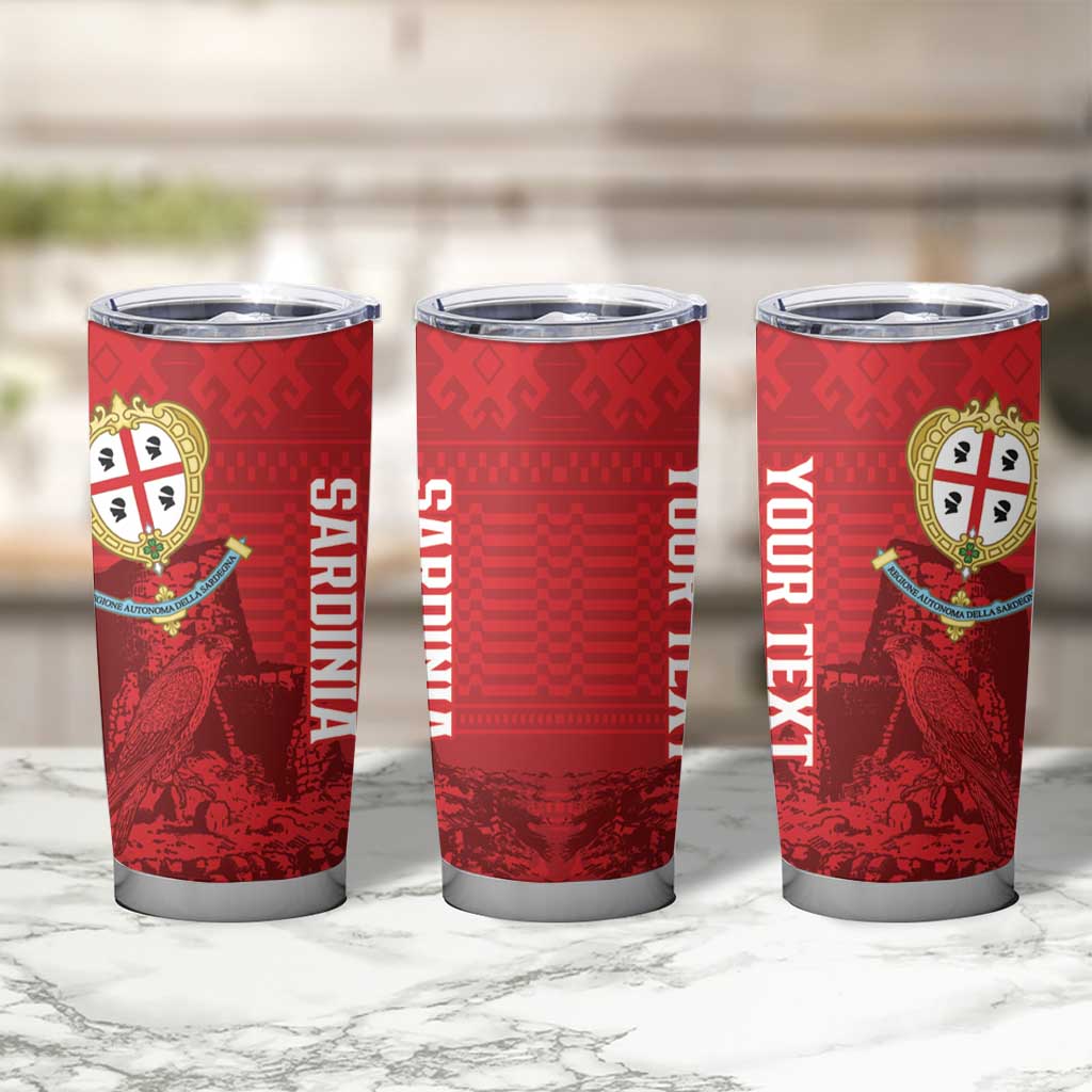 Personalised Sardinia Italy Tumbler Cup Sardegna Nuraghe With Falcon