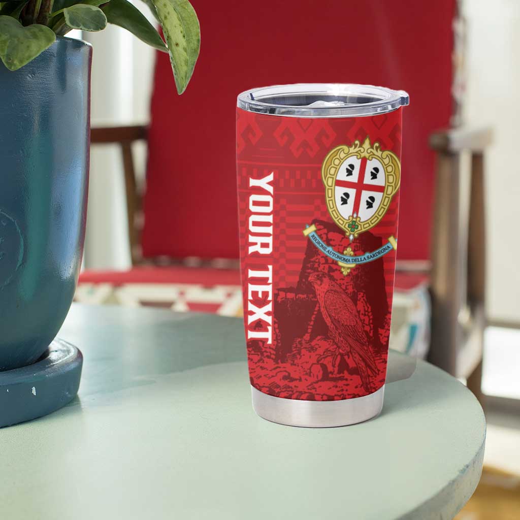 Personalised Sardinia Italy Tumbler Cup Sardegna Nuraghe With Falcon