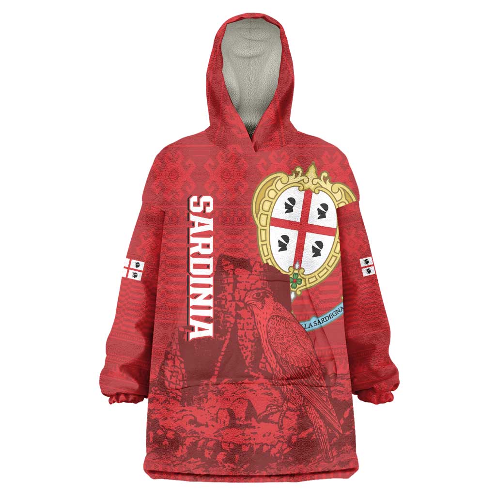 Personalised Sardinia Italy Wearable Blanket Hoodie Sardegna Nuraghe With Falcon