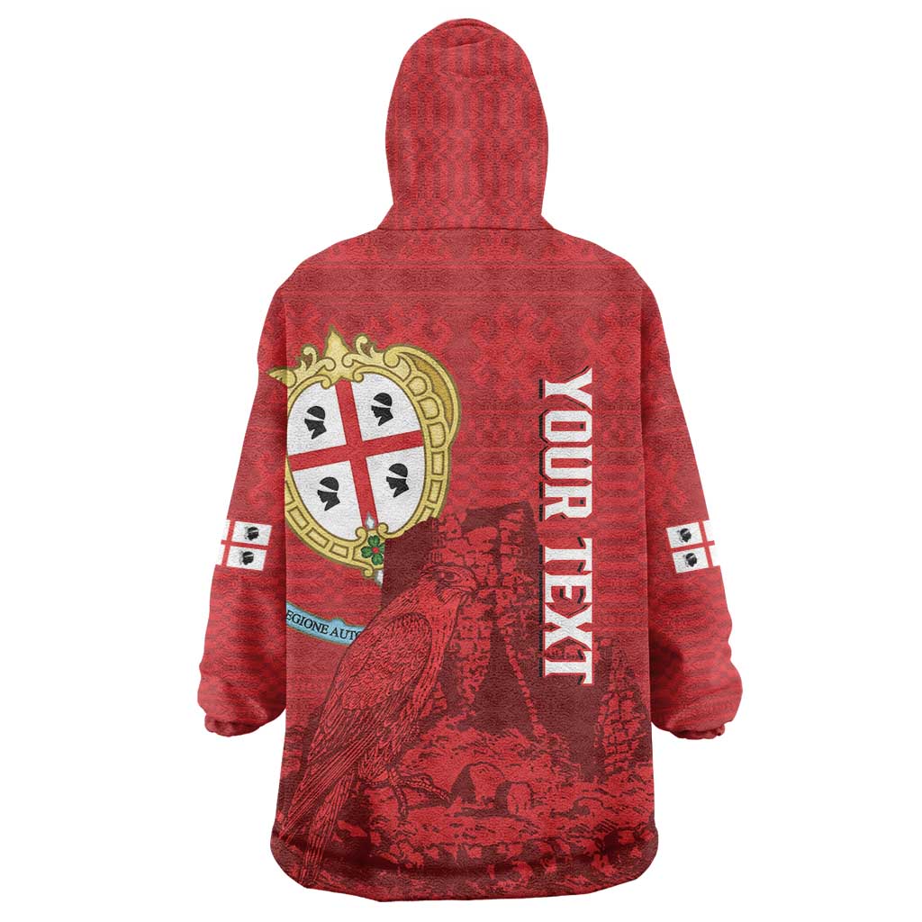 Personalised Sardinia Italy Wearable Blanket Hoodie Sardegna Nuraghe With Falcon