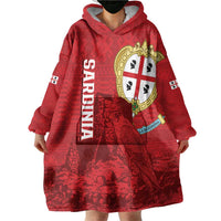 Personalised Sardinia Italy Wearable Blanket Hoodie Sardegna Nuraghe With Falcon