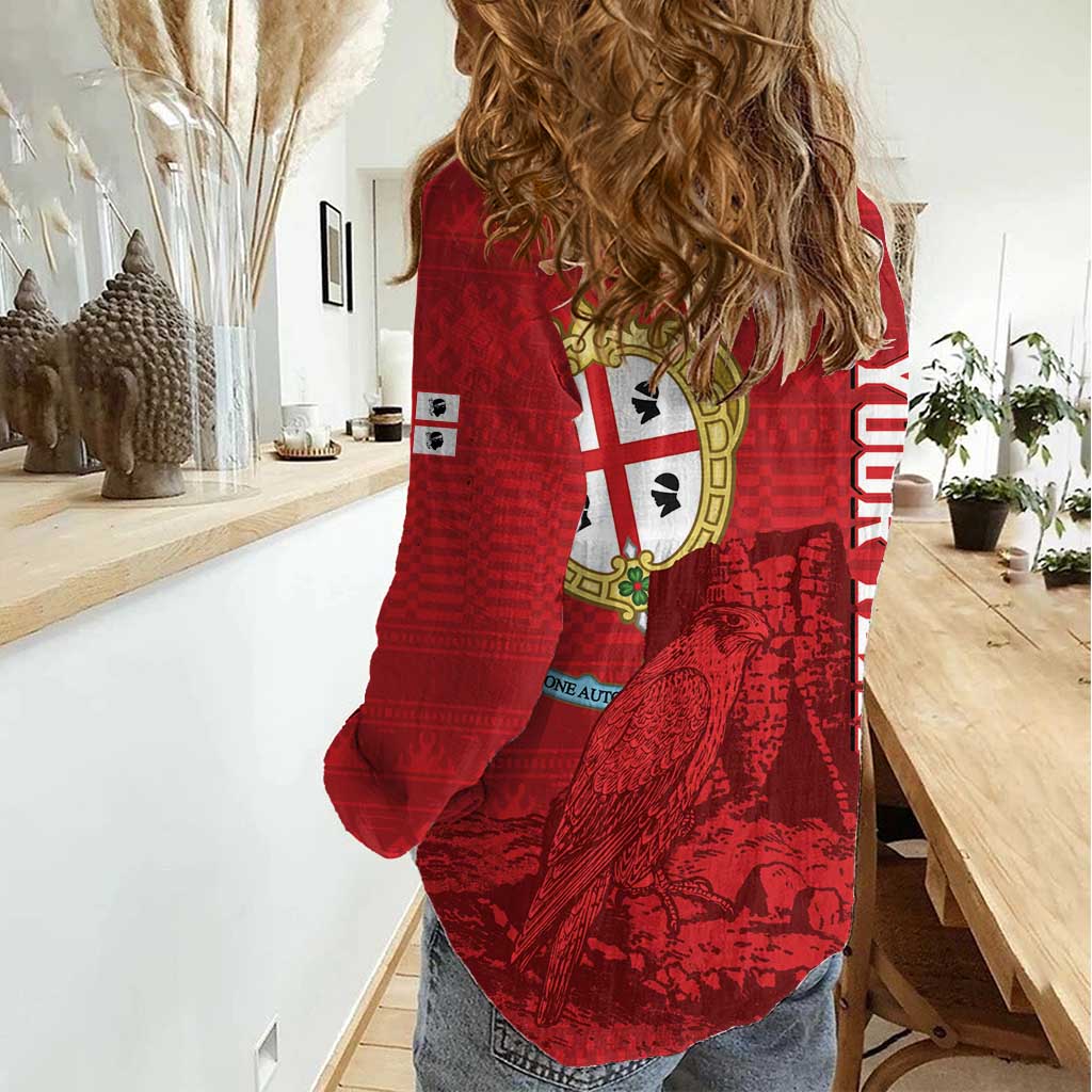 Personalised Sardinia Italy Women Casual Shirt Sardegna Nuraghe With Falcon