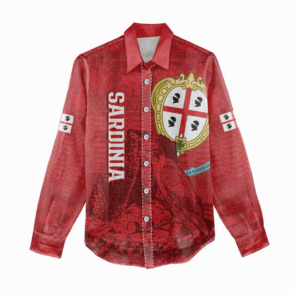 Personalised Sardinia Italy Women Casual Shirt Sardegna Nuraghe With Falcon