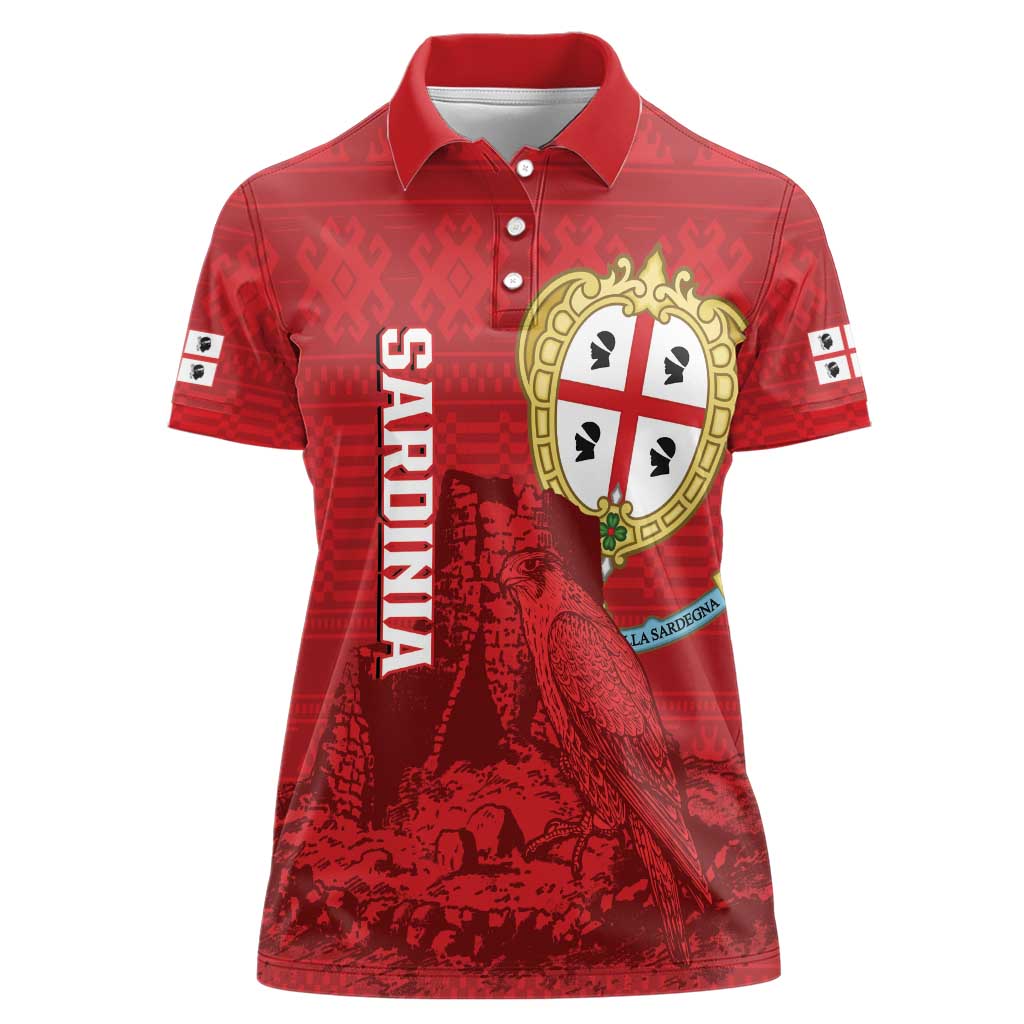 Personalised Sardinia Italy Women Polo Shirt Sardegna Nuraghe With Falcon