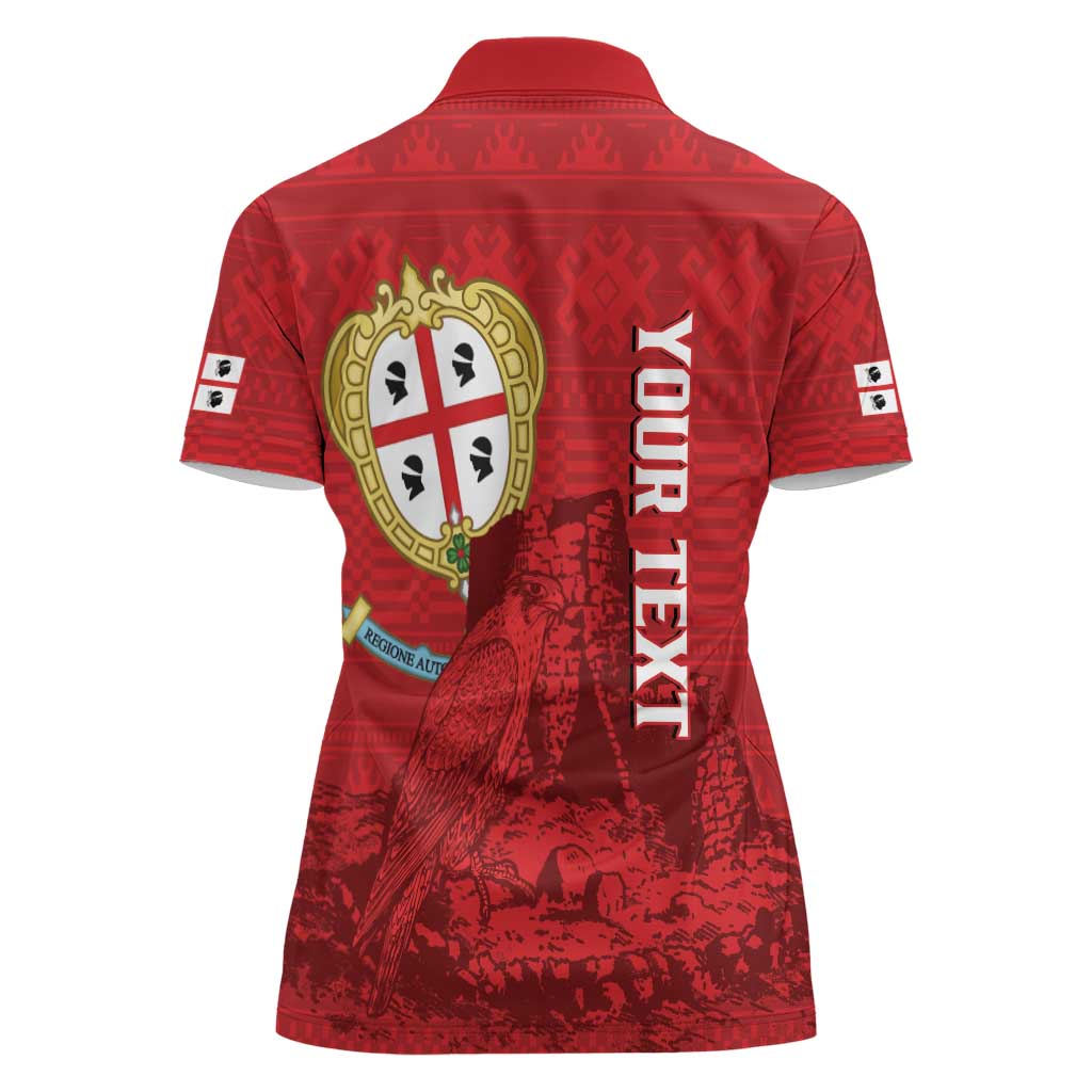 Personalised Sardinia Italy Women Polo Shirt Sardegna Nuraghe With Falcon