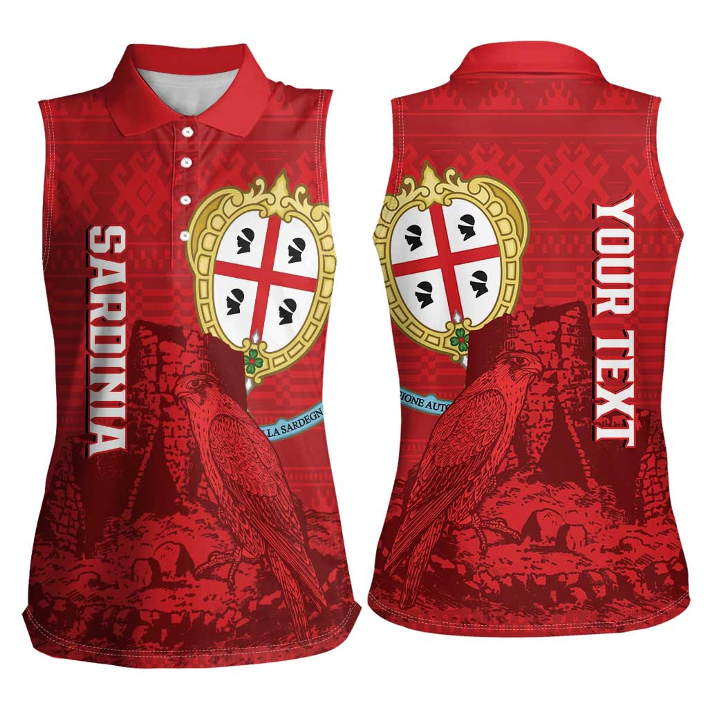 Personalised Sardinia Italy Women Sleeveless Polo Shirt Sardegna Nuraghe With Falcon