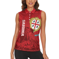 Personalised Sardinia Italy Women Sleeveless Polo Shirt Sardegna Nuraghe With Falcon