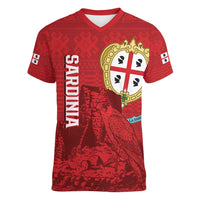 Personalised Sardinia Italy Women V-Neck T-Shirt Sardegna Nuraghe With Falcon