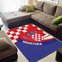 Croatia National Day Area Rug Hrvatska Checkerboard With Slavic Pattern