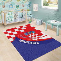 Croatia National Day Area Rug Hrvatska Checkerboard With Slavic Pattern