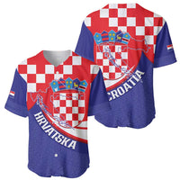 Croatia National Day Baseball Jersey Hrvatska Checkerboard With Slavic Pattern