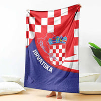 Croatia National Day Blanket Hrvatska Checkerboard With Slavic Pattern