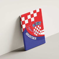 Croatia National Day Canvas Wall Art Hrvatska Checkerboard With Slavic Pattern