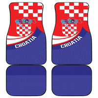 Croatia National Day Car Mats Hrvatska Checkerboard With Slavic Pattern