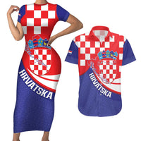 Croatia National Day Couples Matching Short Sleeve Bodycon Dress and Hawaiian Shirt Hrvatska Checkerboard With Slavic Pattern