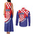 Croatia National Day Couples Matching Tank Maxi Dress and Long Sleeve Button Shirt Hrvatska Checkerboard With Slavic Pattern
