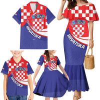 Croatia National Day Family Matching Mermaid Dress and Hawaiian Shirt Hrvatska Checkerboard With Slavic Pattern