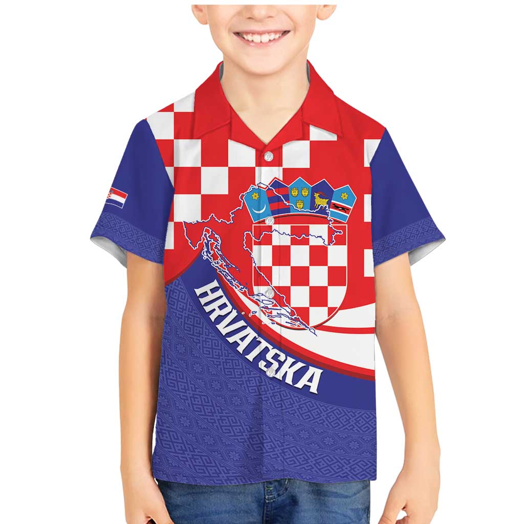 Croatia National Day Family Matching Mermaid Dress and Hawaiian Shirt Hrvatska Checkerboard With Slavic Pattern