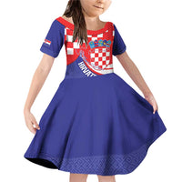 Croatia National Day Family Matching Off Shoulder Short Dress and Hawaiian Shirt Hrvatska Checkerboard With Slavic Pattern