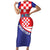 Croatia National Day Family Matching Short Sleeve Bodycon Dress and Hawaiian Shirt Hrvatska Checkerboard With Slavic Pattern