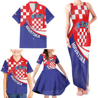 Croatia National Day Family Matching Tank Maxi Dress and Hawaiian Shirt Hrvatska Checkerboard With Slavic Pattern