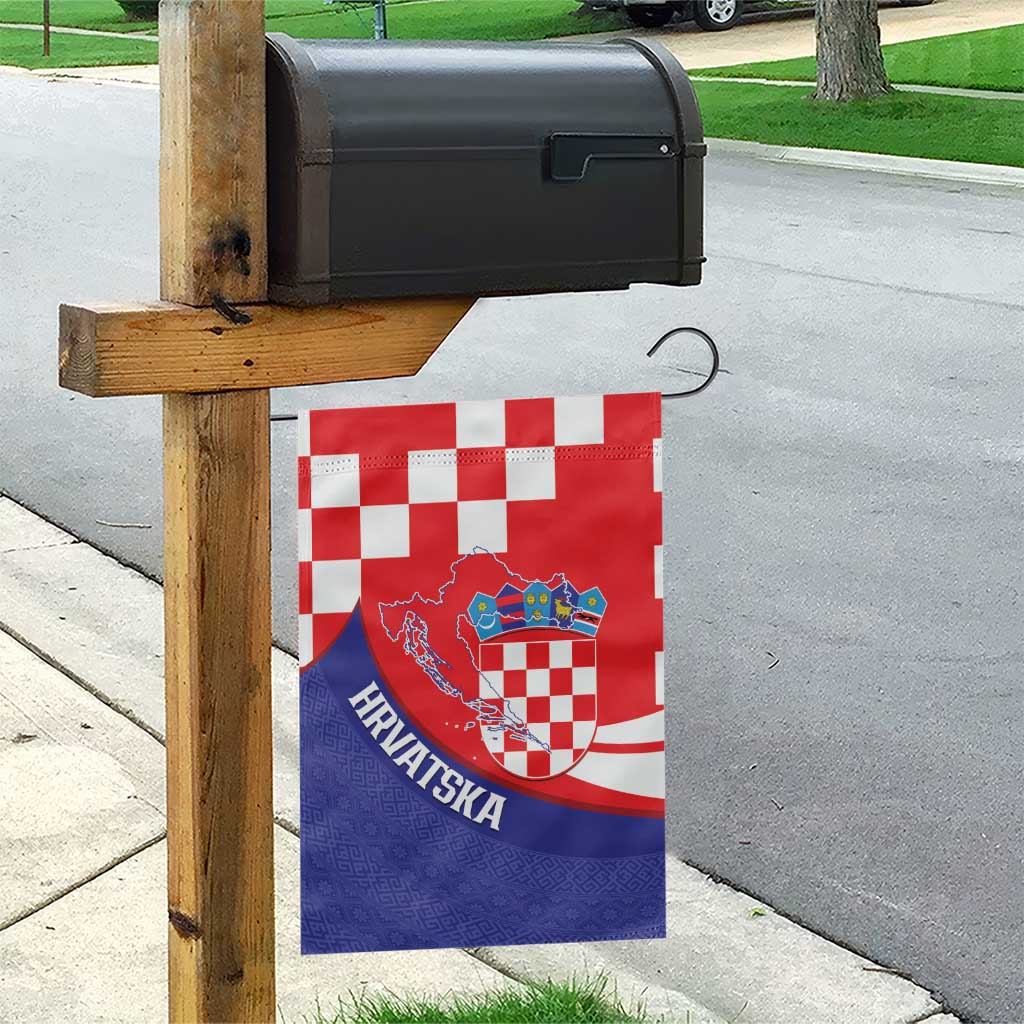 Croatia National Day Garden Flag Hrvatska Checkerboard With Slavic Pattern