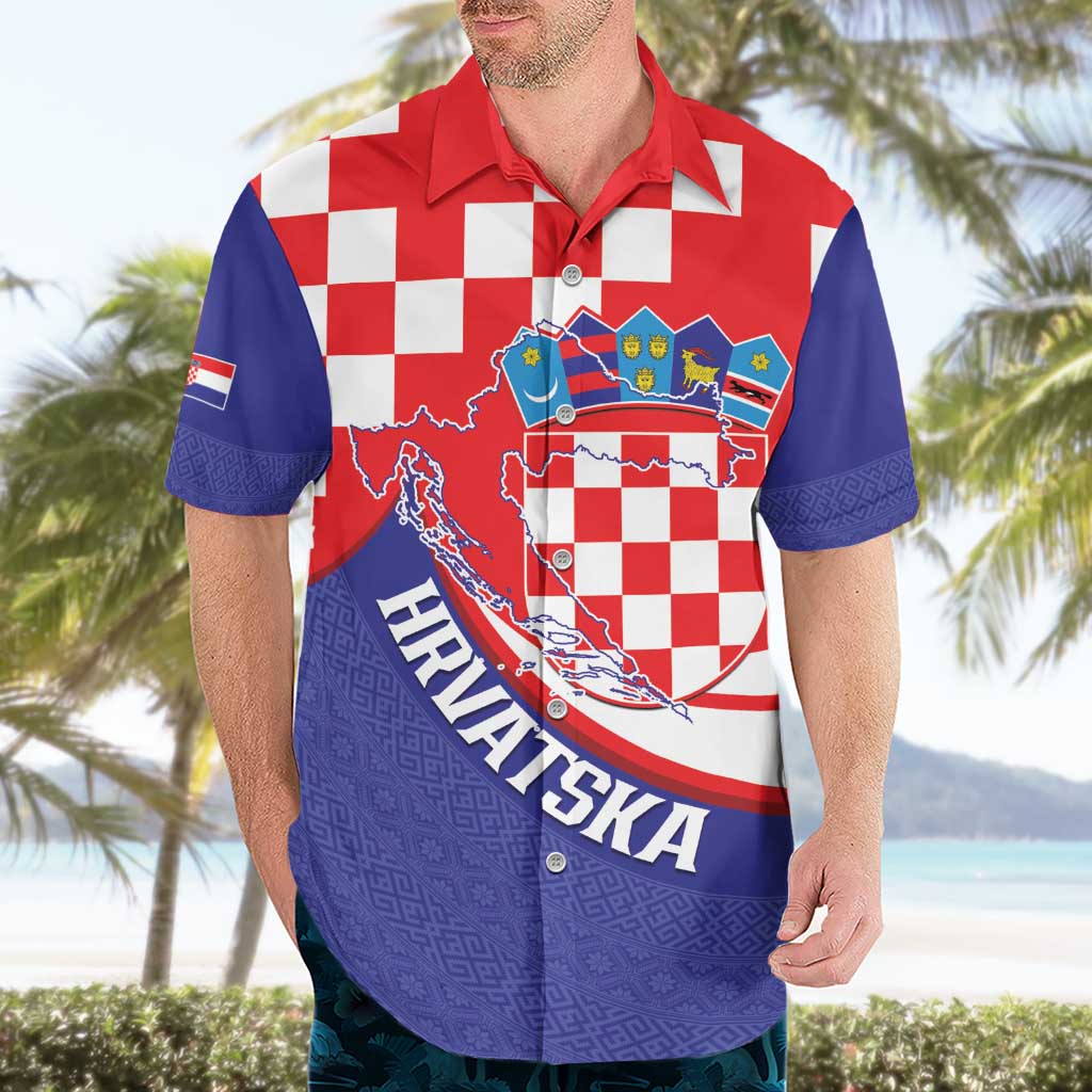 Croatia National Day Hawaiian Shirt Hrvatska Checkerboard With Slavic Pattern