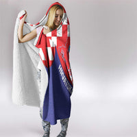 Croatia National Day Hooded Blanket Hrvatska Checkerboard With Slavic Pattern
