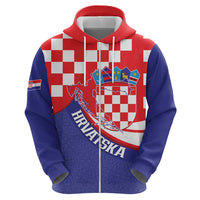 Croatia National Day Hoodie Hrvatska Checkerboard With Slavic Pattern