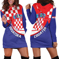 Croatia National Day Hoodie Dress Hrvatska Checkerboard With Slavic Pattern