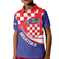 Croatia National Day Kid Polo Shirt Hrvatska Checkerboard With Slavic Pattern