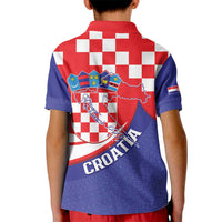 Croatia National Day Kid Polo Shirt Hrvatska Checkerboard With Slavic Pattern