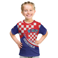 Croatia National Day Kid T Shirt Hrvatska Checkerboard With Slavic Pattern