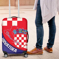 Croatia National Day Luggage Cover Hrvatska Checkerboard With Slavic Pattern