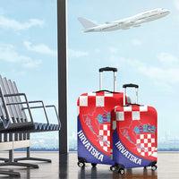 Croatia National Day Luggage Cover Hrvatska Checkerboard With Slavic Pattern