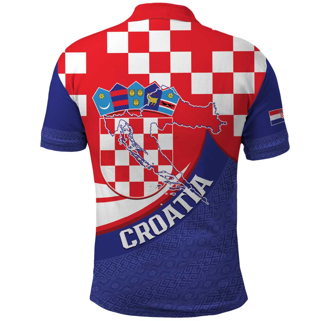 Croatia National Day Polo Shirt Hrvatska Checkerboard With Slavic Pattern