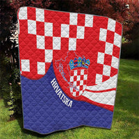 Croatia National Day Quilt Hrvatska Checkerboard With Slavic Pattern