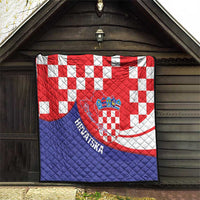 Croatia National Day Quilt Hrvatska Checkerboard With Slavic Pattern