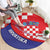 Croatia National Day Round Carpet Hrvatska Checkerboard With Slavic Pattern
