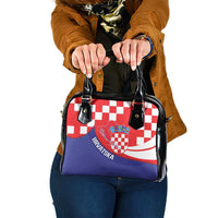 Croatia National Day Shoulder Handbag Hrvatska Checkerboard With Slavic Pattern