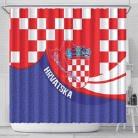 Croatia National Day Shower Curtain Hrvatska Checkerboard With Slavic Pattern